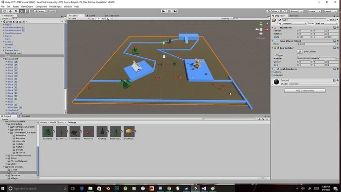 Level Design Screen Shot with added models and assets for placeholders