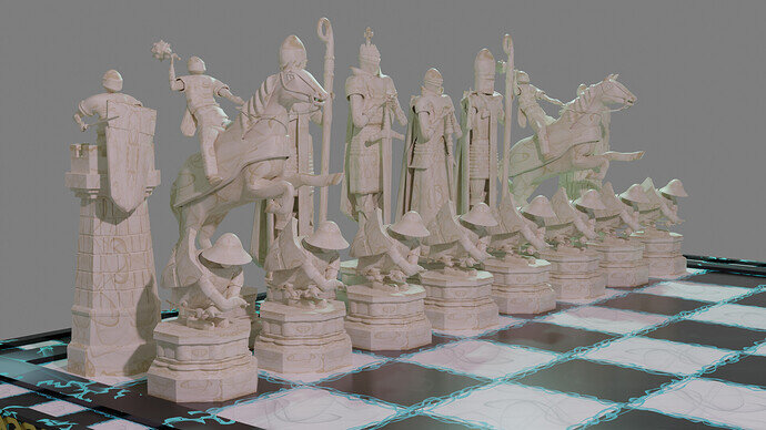Chess Set Multiple Cameras Render 2