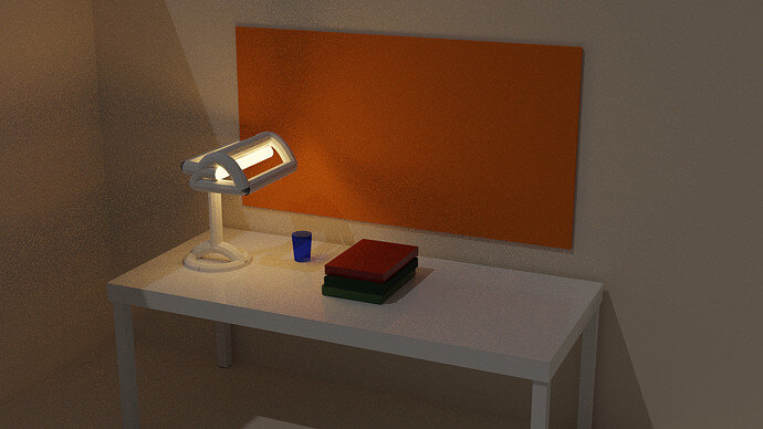 Mockup with lighting and a glass and pinboard