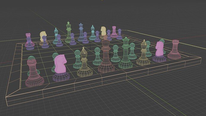 Chess Set RENDER 04.2 Wireframe