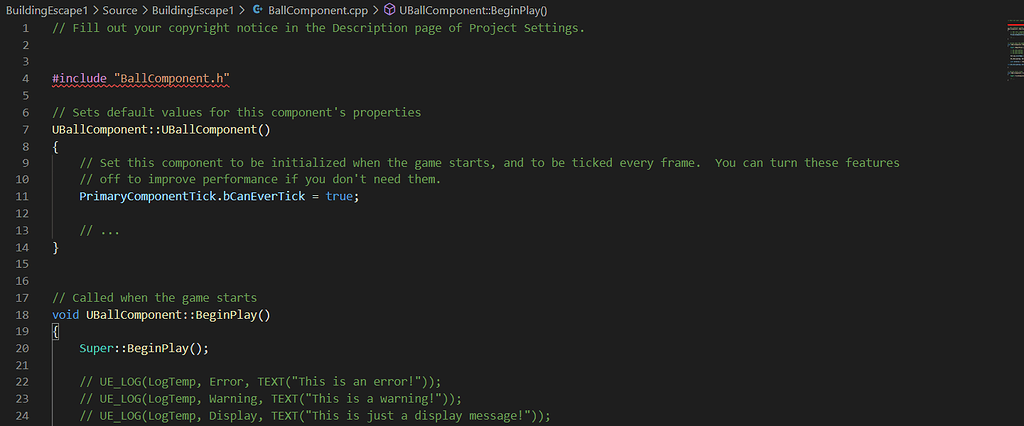 Error Line for #include - Ask - GameDev.tv