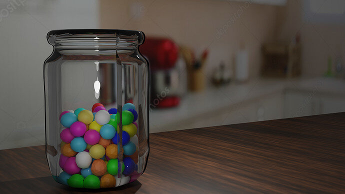 beads in jar