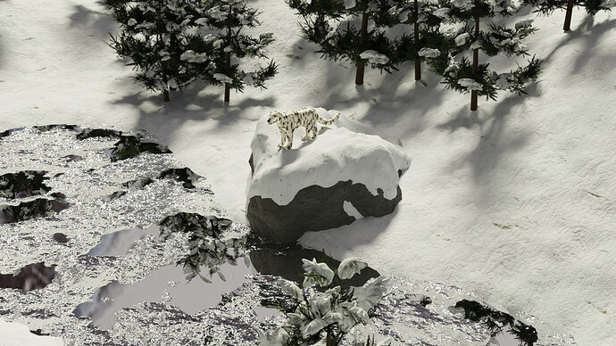 Snow leopard  HQ render far