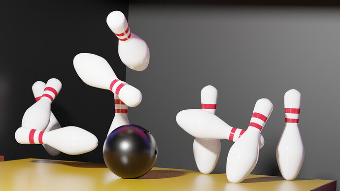 Bowling Scene Final_ Pins Struck_rendered in Cycles