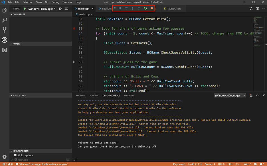 [SOLVED] Debugging in VS Code - Ask - GameDev.tv