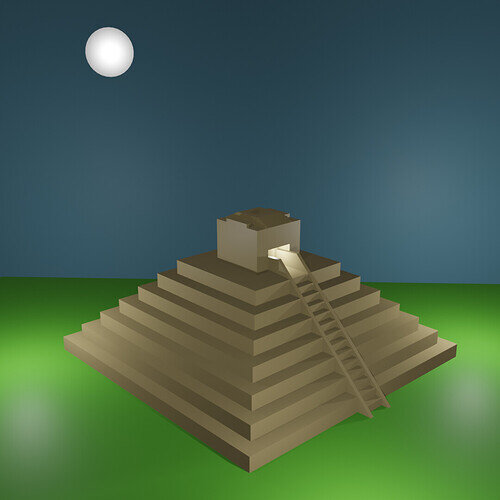 Mayan Pyramid with Moon