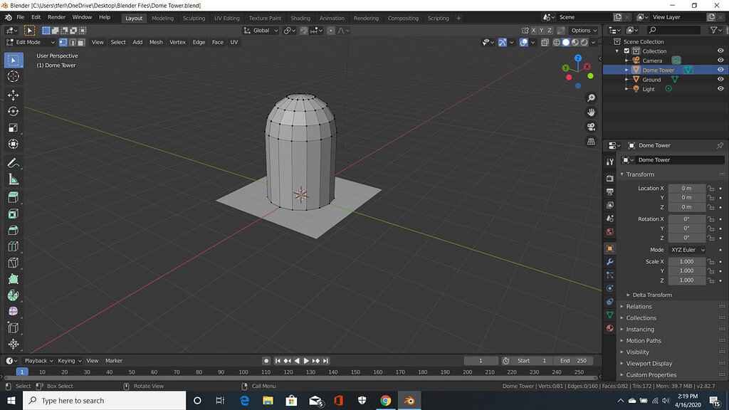 dome-tower-removing-double-vertices-show-gamedev-tv