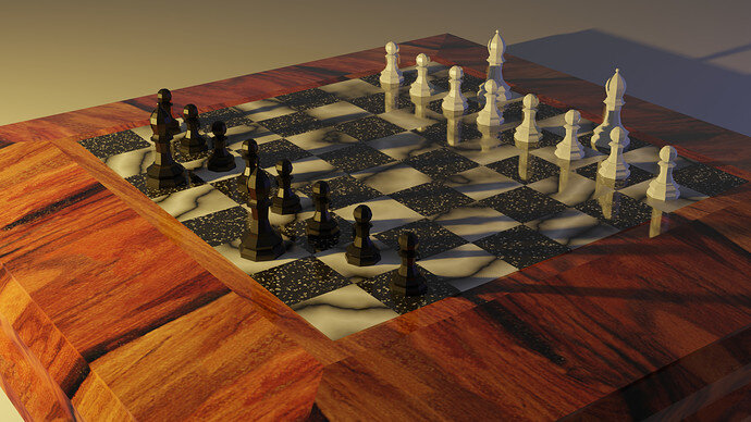 Chess scene with marble texture