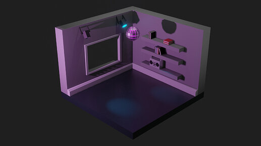 Low Poly Party Room Render 1