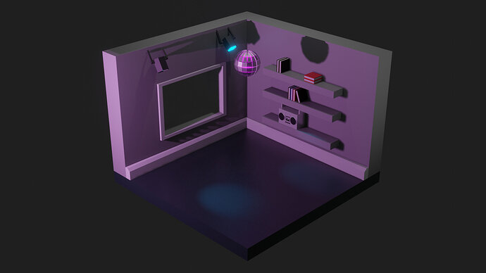 Low Poly Party Room Render 1