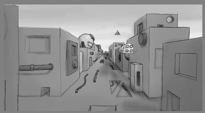 Space Scene ( 1 point perspective)