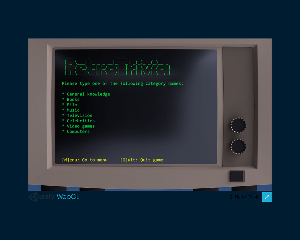 Trivia game based on Terminal Hacker Retro Trivia! Talk GameDev.tv