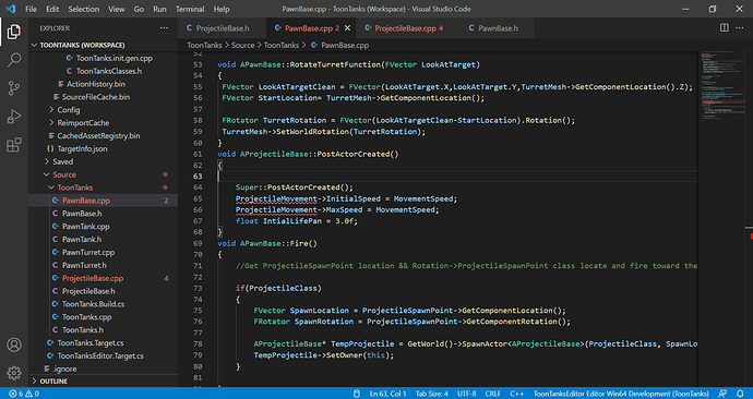 PawnBase.cpp - ToonTanks (Workspace) - Visual Studio Code 21_08_2021 11_18_55