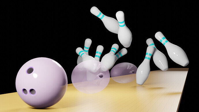 bowling scene strike render