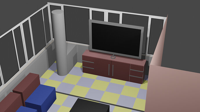 my house low poly interior hall