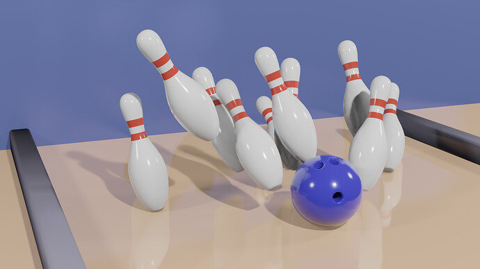 Shoot Down Bowling Scene - Render (EEVEE, ambient occlusion and reflections)