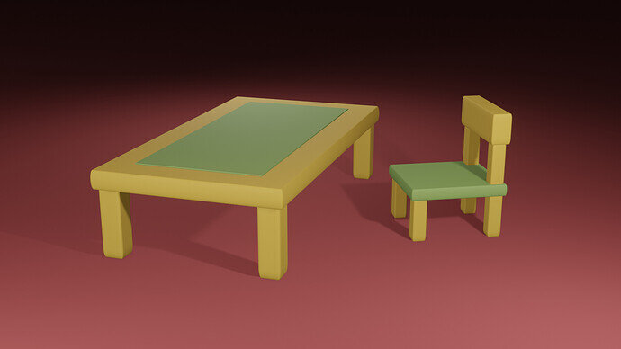 4 Low poly table and chair