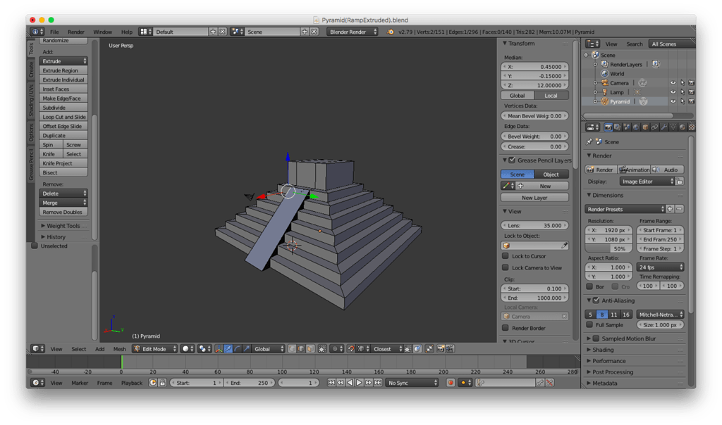 Integrated Edge Ramp Pyramid Pyramid with extruded ramp from floor to top step - Talk - GameDev.tv