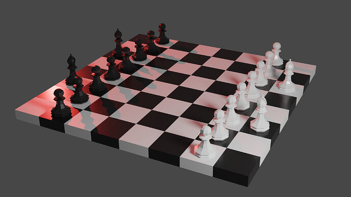 Chess scene wth lighting reflections cycles