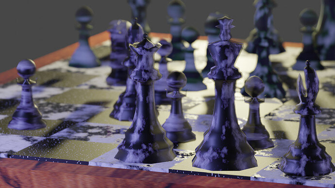 chess scene render dof
