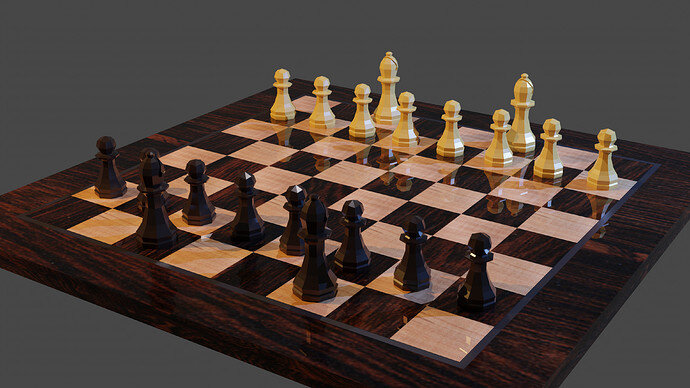 ChessSceneFirstRenderBishopandPawnWoodTextures