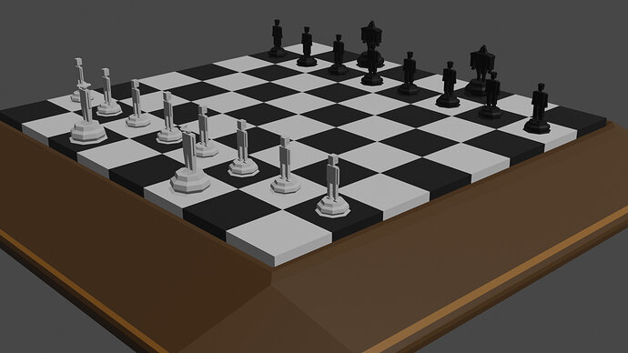 Chess Board with pawns and bishops