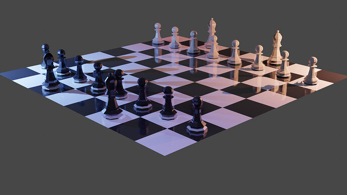 Chess scene with lighting blue red