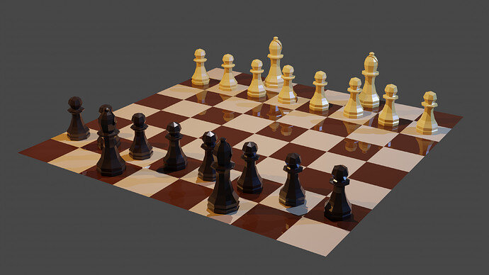 ChessSceneFirstRenderBishopandPawnEnhancedLighting&Reflections