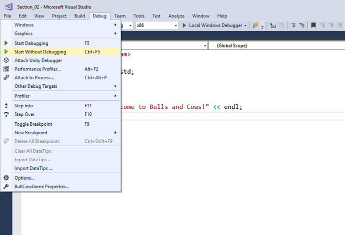 startWithoutDebugging