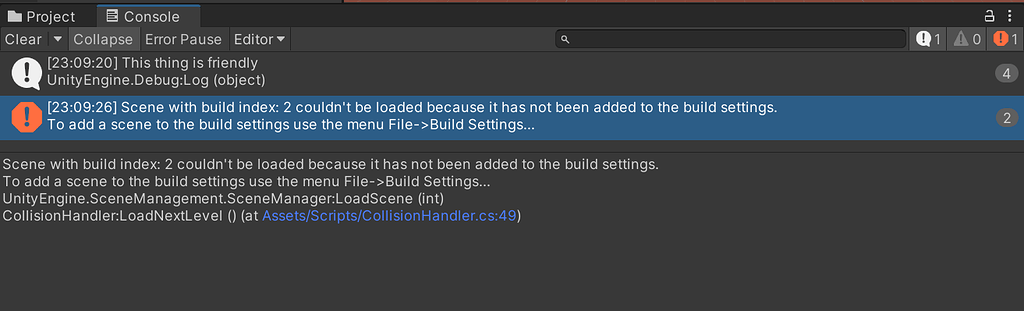Load Next Level Error - Ask - GameDev.tv