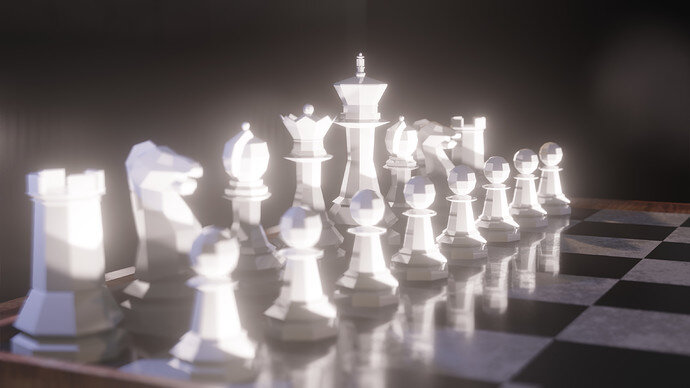 Chess Scene White Pieces Depth of Field
