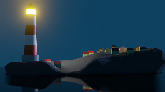 Lighthouse with houses