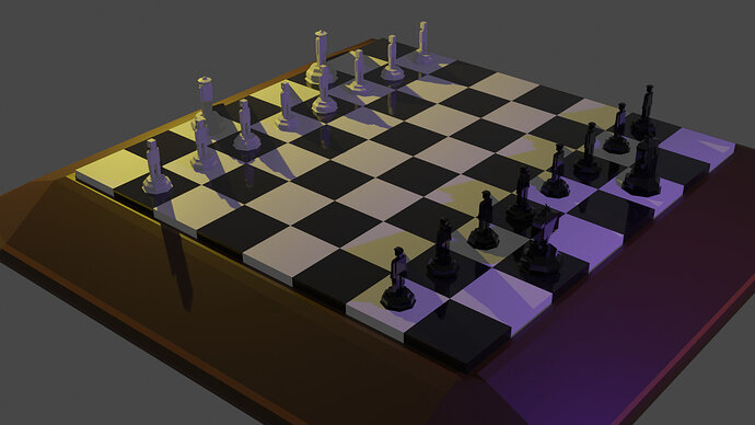 Chess board scene shiny black