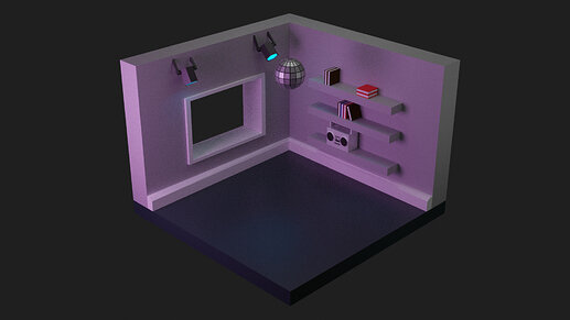 Low Poly Party Room Render 2