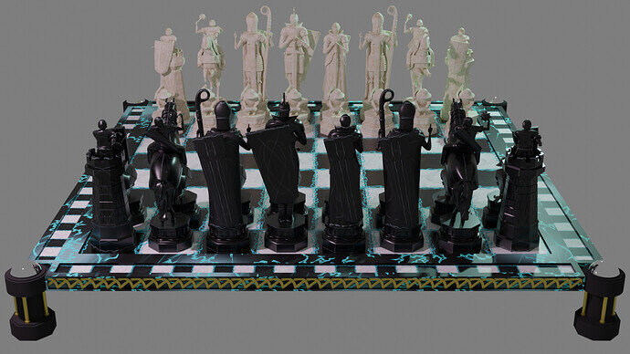 Chess Set Multiple Cameras Render 1