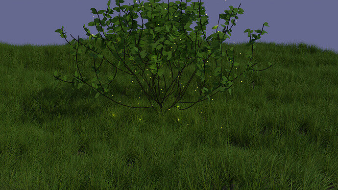 Tree with fireflies and more light