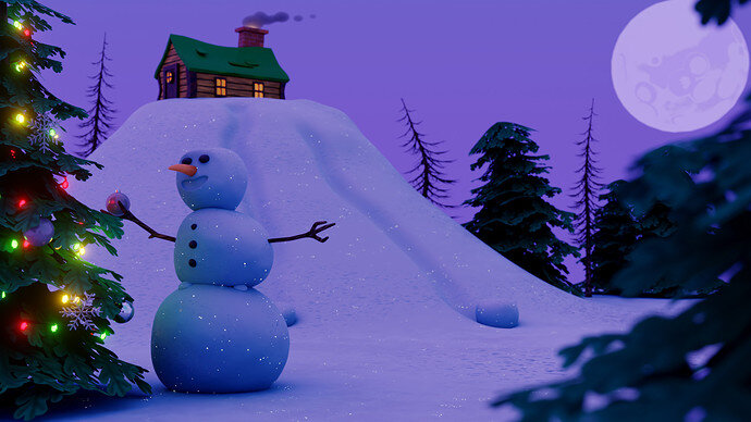 SnowmanWallpaperWithColoredLights