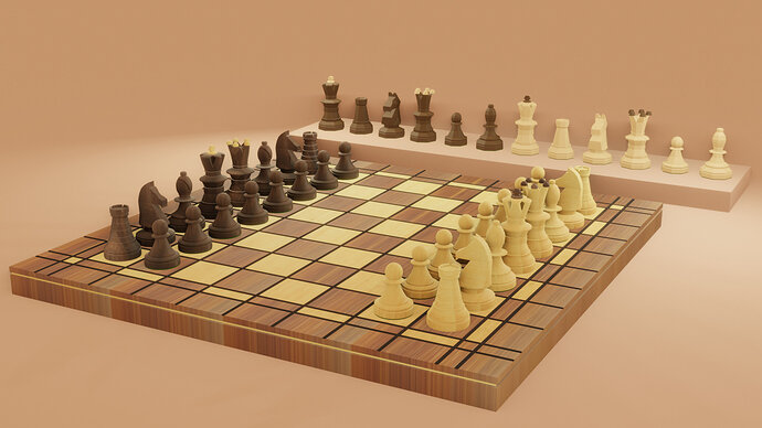 Chess Set Complete Render 1