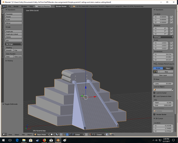 Pyramid with Railings and Stairs