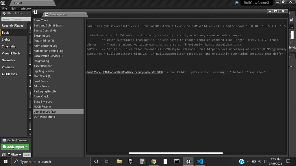 Compiling error c2143 in Cartridge.generated.h - Ask - GameDev.tv