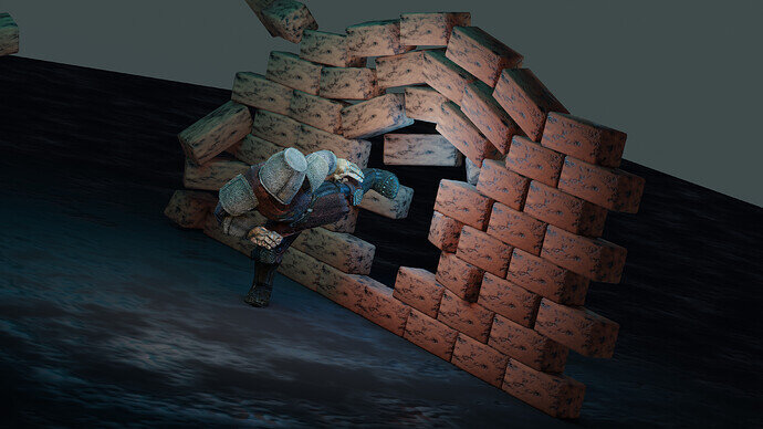 Kicking through wall