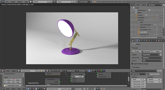 SRW Purple and Gold Lamp