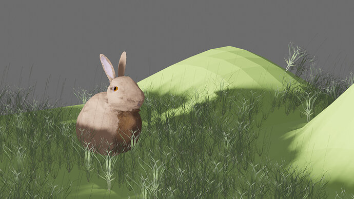 rendered fluffy bunny with grass