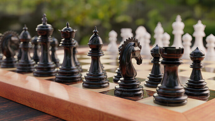 Chess Set - Black Side, Depth of Field