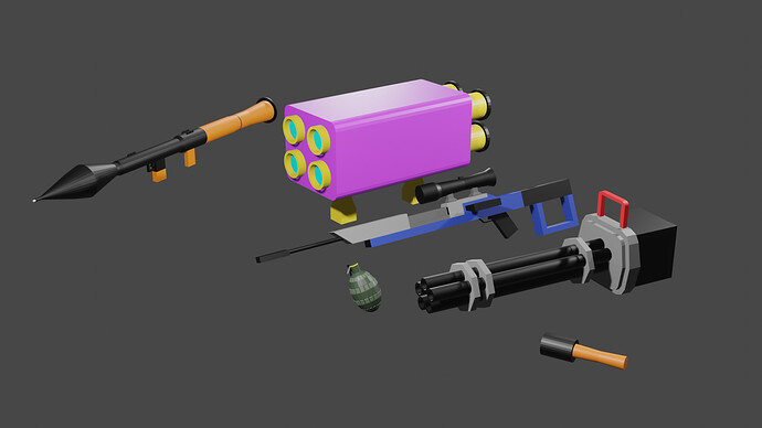 3D Model Gaming Weapons