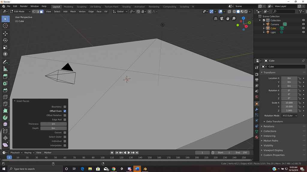 (Solved) Insetting in Blender Thickness not working Ask GameDev.tv
