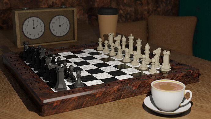 Coffee and chessboard are ready!