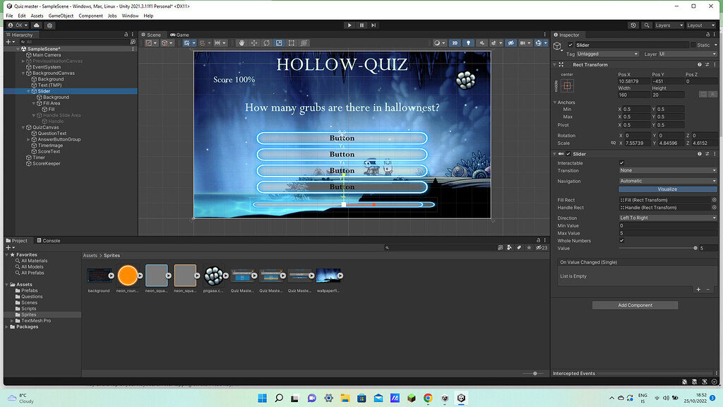 Slider problem - Ask - GameDev.tv