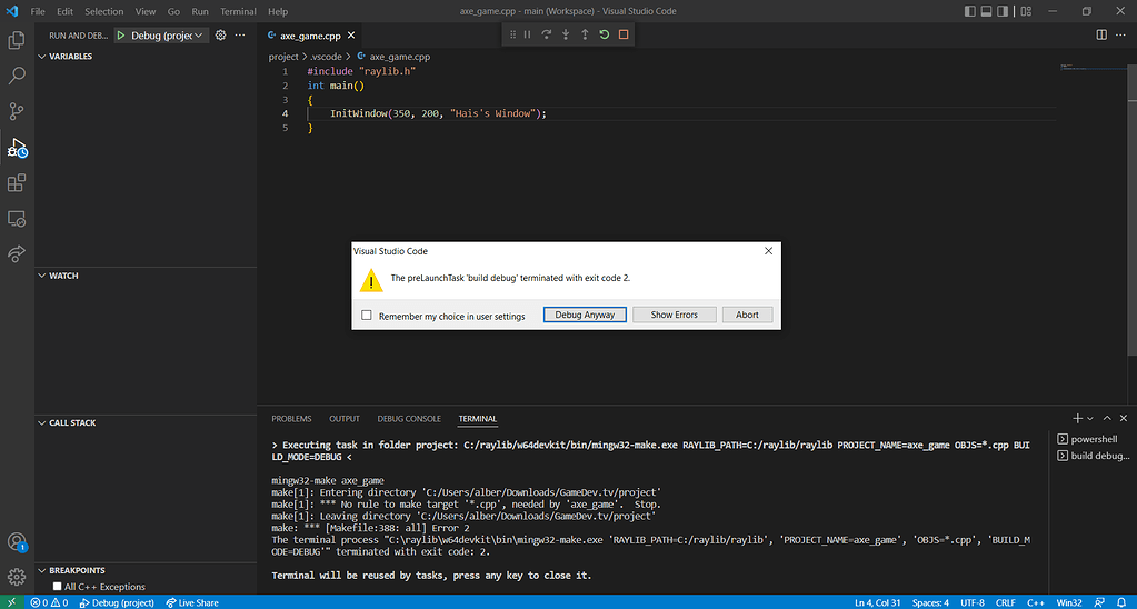 I'm getting errors on this - Ask - GameDev.tv