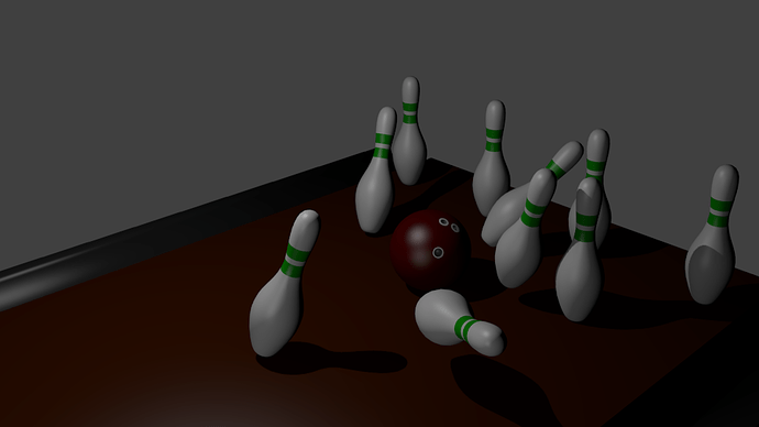 Rendered Bowling Scene Finish
